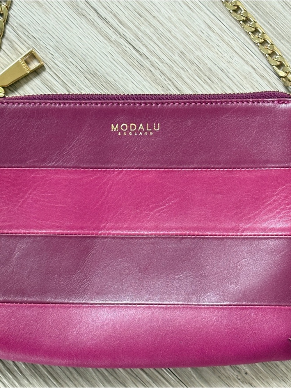 Modalu England Two-Tone Purple Leather Crossbody Bag
